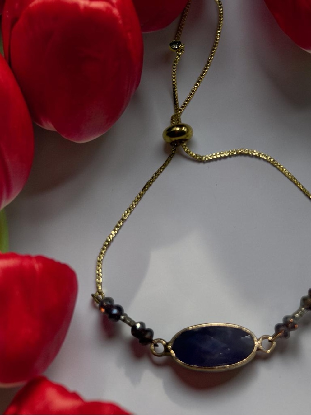 Gold-Plated Bracelet with Purple Stone